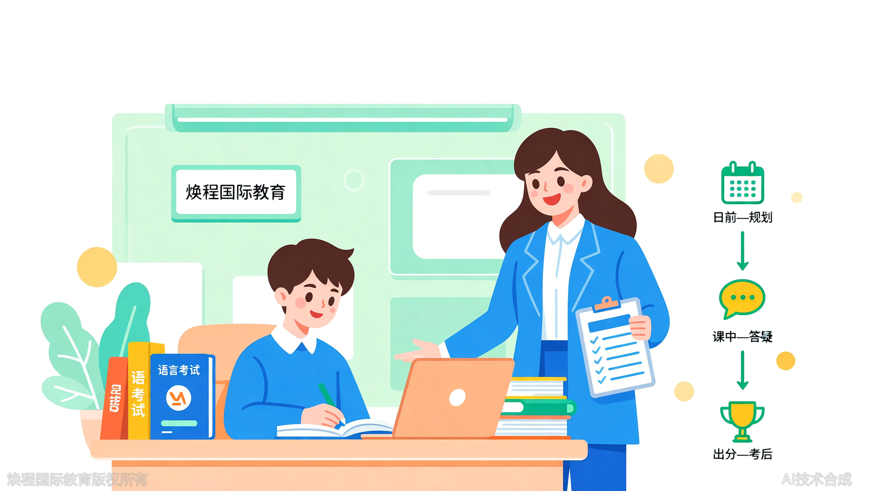 看服务：焕程国际教育课前打卡+课中反馈+考后跟踪全流程