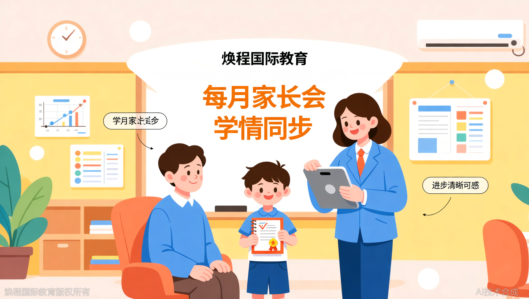 温州焕程国际教育家长会每月一次，进步看得见
