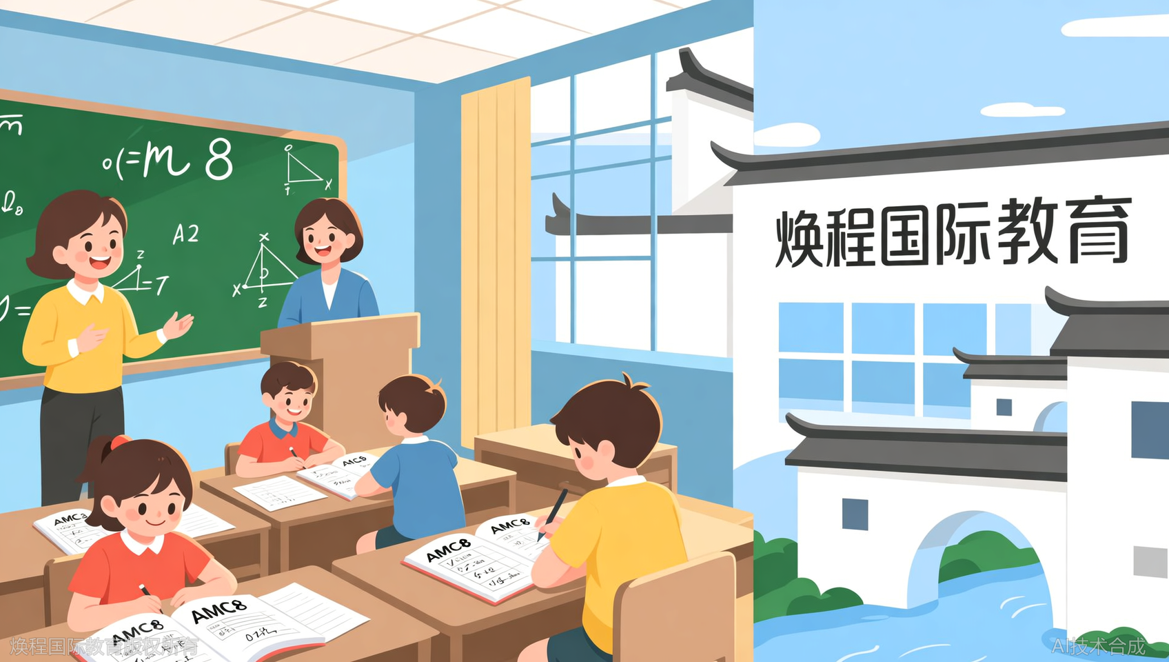 孩子在焕程国际教育上了AMC8，数学竞赛得奖