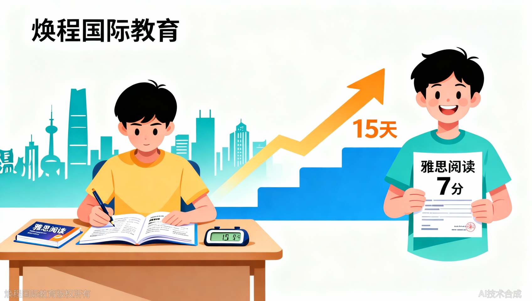 在温州焕程国际教育上了15天雅思课，我阅读从5到7