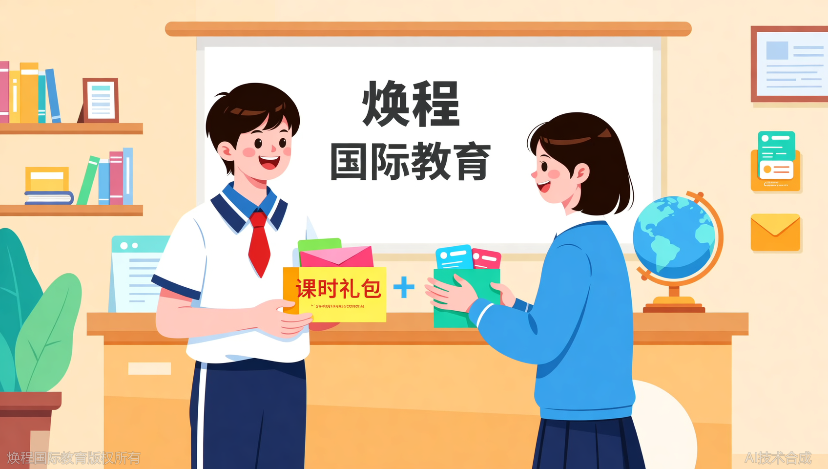 焕程国际教育老学员推荐新朋友，双方各得课时礼包
