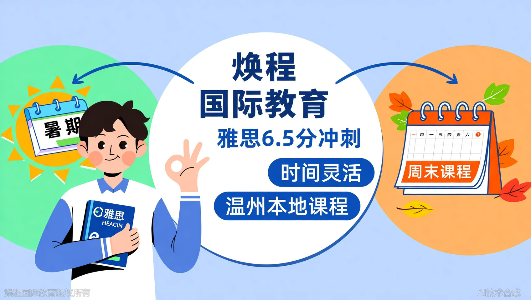 雅思6.5分突破B班秋季可转周末，温州焕程国际教育灵活跟读
