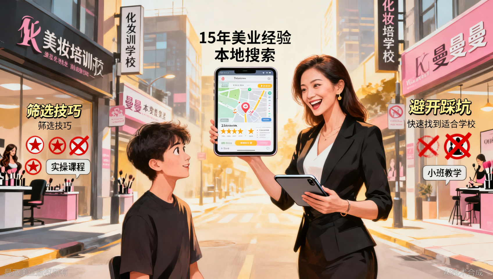 附近的化妆培训学校怎么找？3个本地搜索与筛选技巧