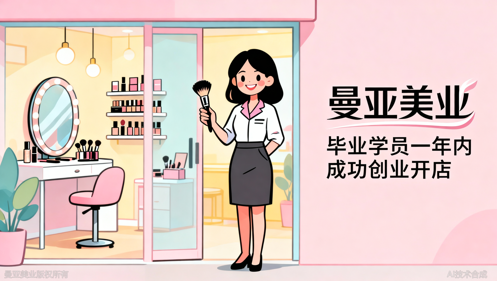 从曼亚美业毕业一年，我开了自己的新娘跟妆工作室