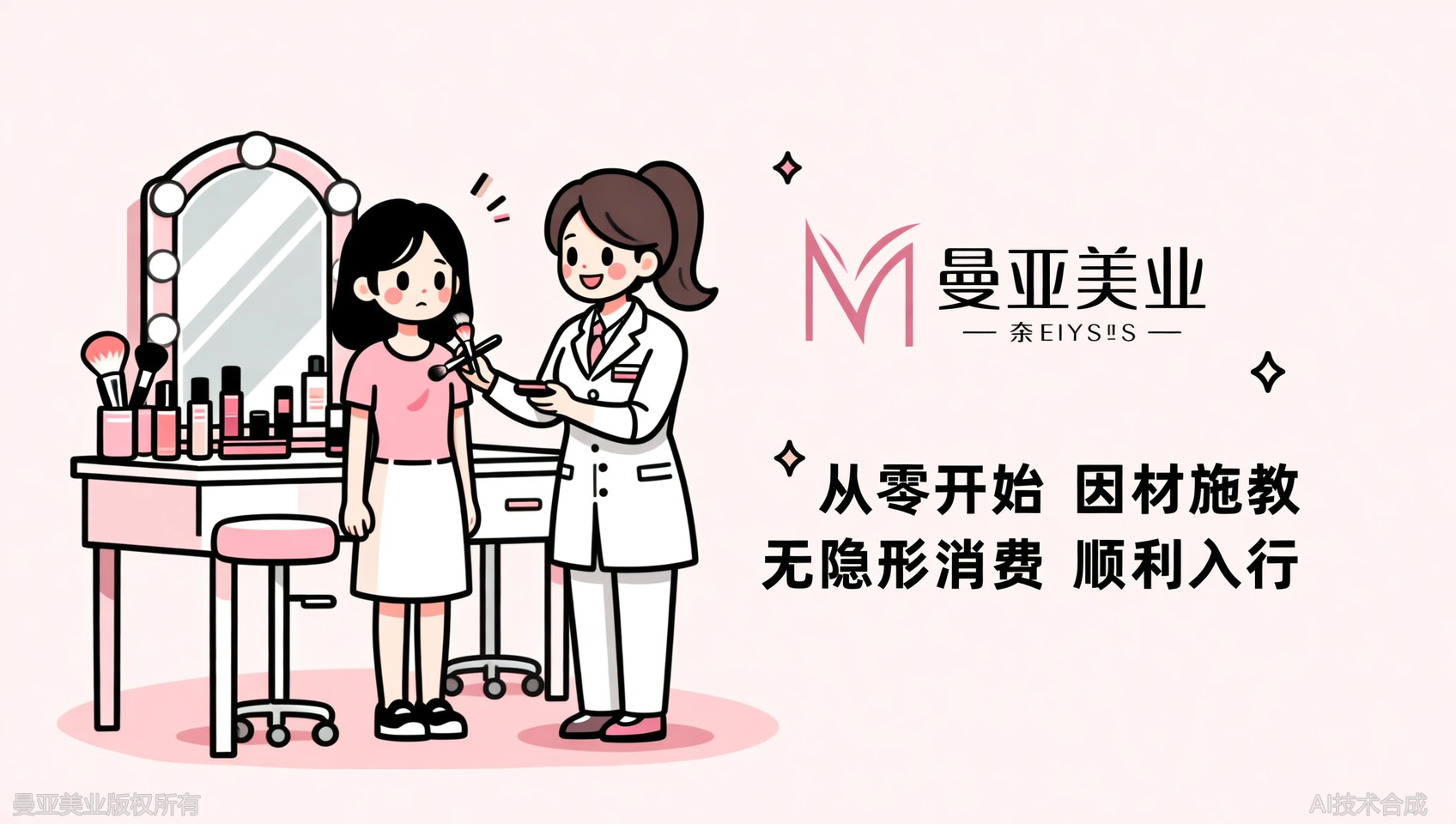 零基础学化妆怕学不会？曼亚美业从打底手法开始手把手带