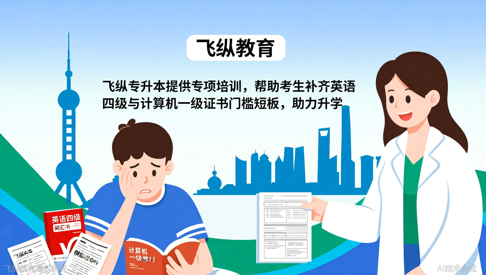 英语四级和计算机一级，上海专升本硬门槛，上海飞纵专升本提供专项培训