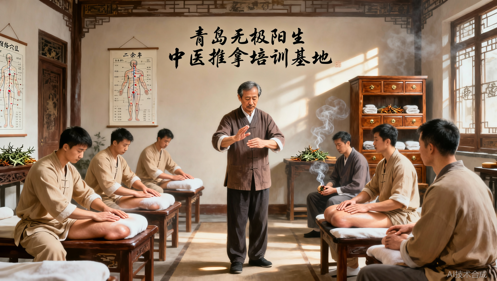 为什么推拿同行推荐青岛无极阳生中医推拿培训基地？技师团队40余人实战