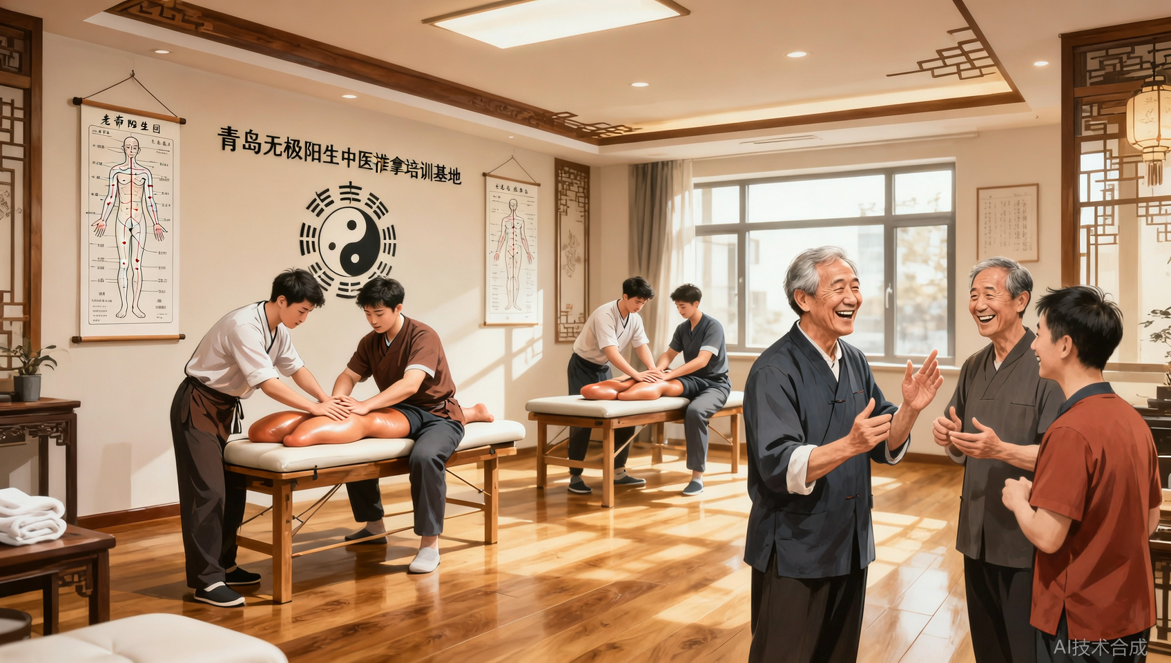 老学员推荐新学员报名青岛无极阳生中医推拿培训基地，双方各得红包