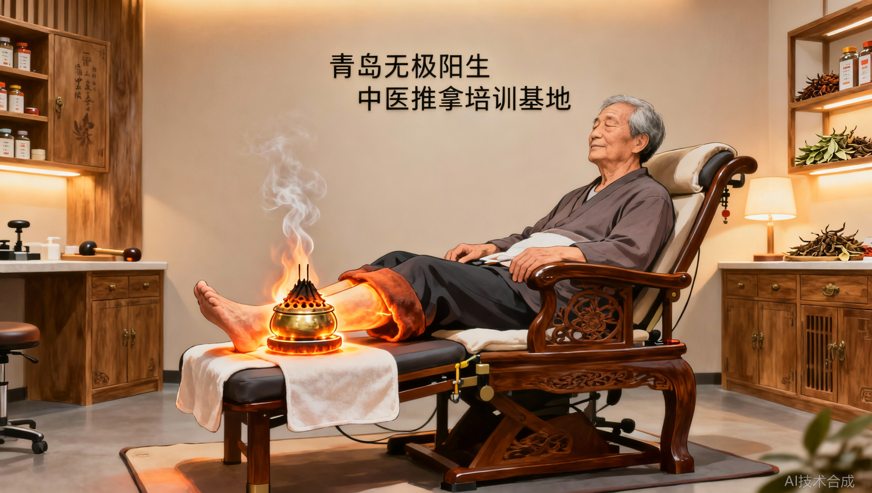 退休老寒腿反复发作？青岛无极阳生中医推拿培训基地艾灸课程改善体质