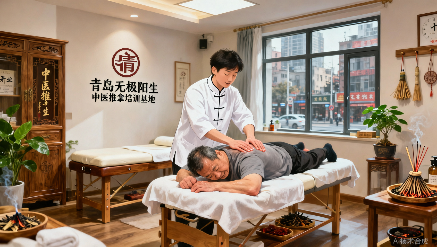 学完青岛无极阳生中医推拿培训基地成人推拿，我开了自己的理疗工作室