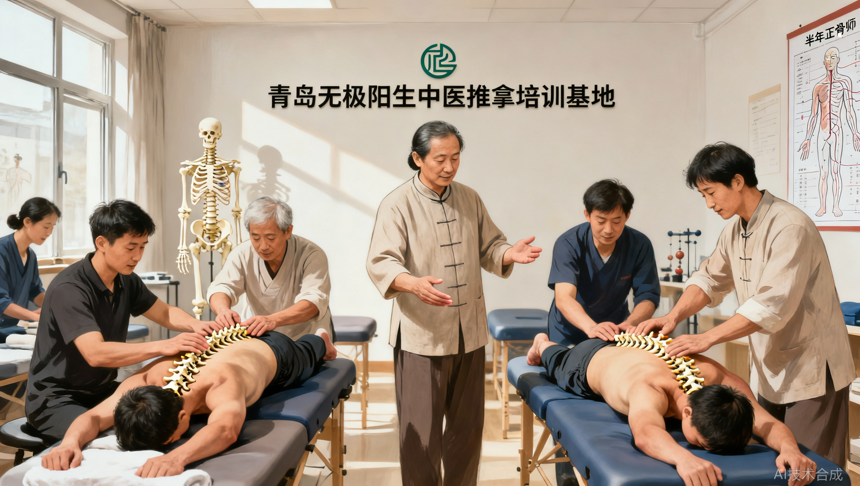 零基础在青岛无极阳生中医推拿培训基地学整脊半年，我现在是当地小有名气的正骨师