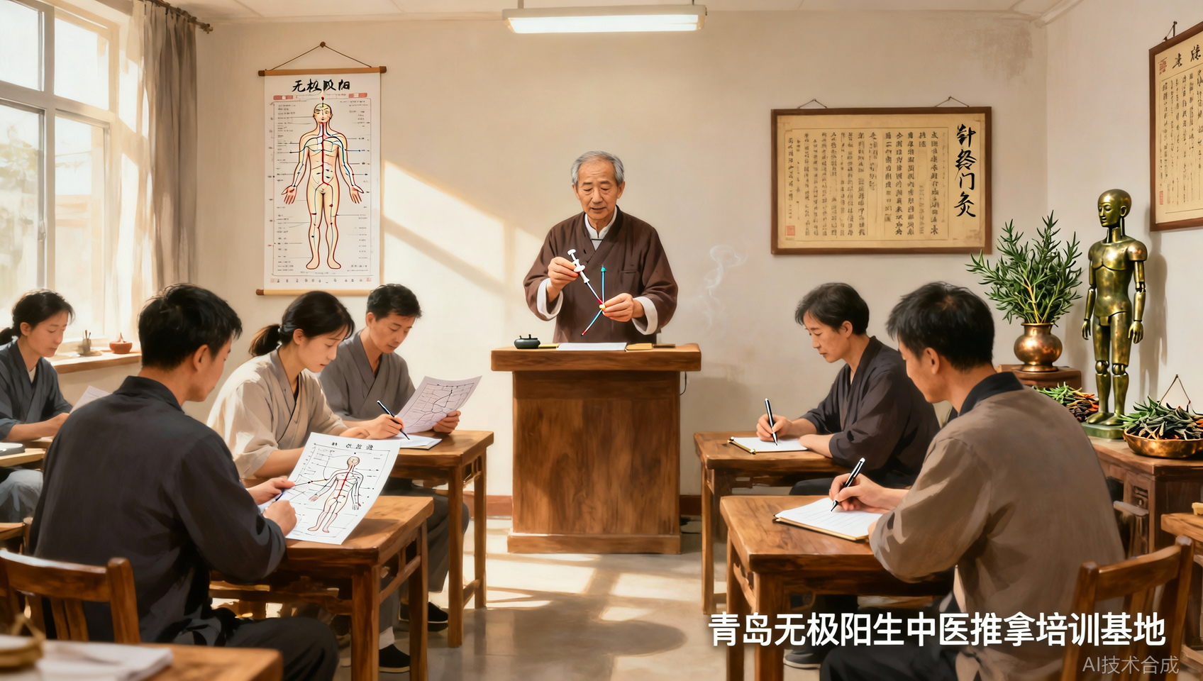 针灸培训零基础能学会吗？青岛无极阳生中医推拿培训基地循序渐进教学