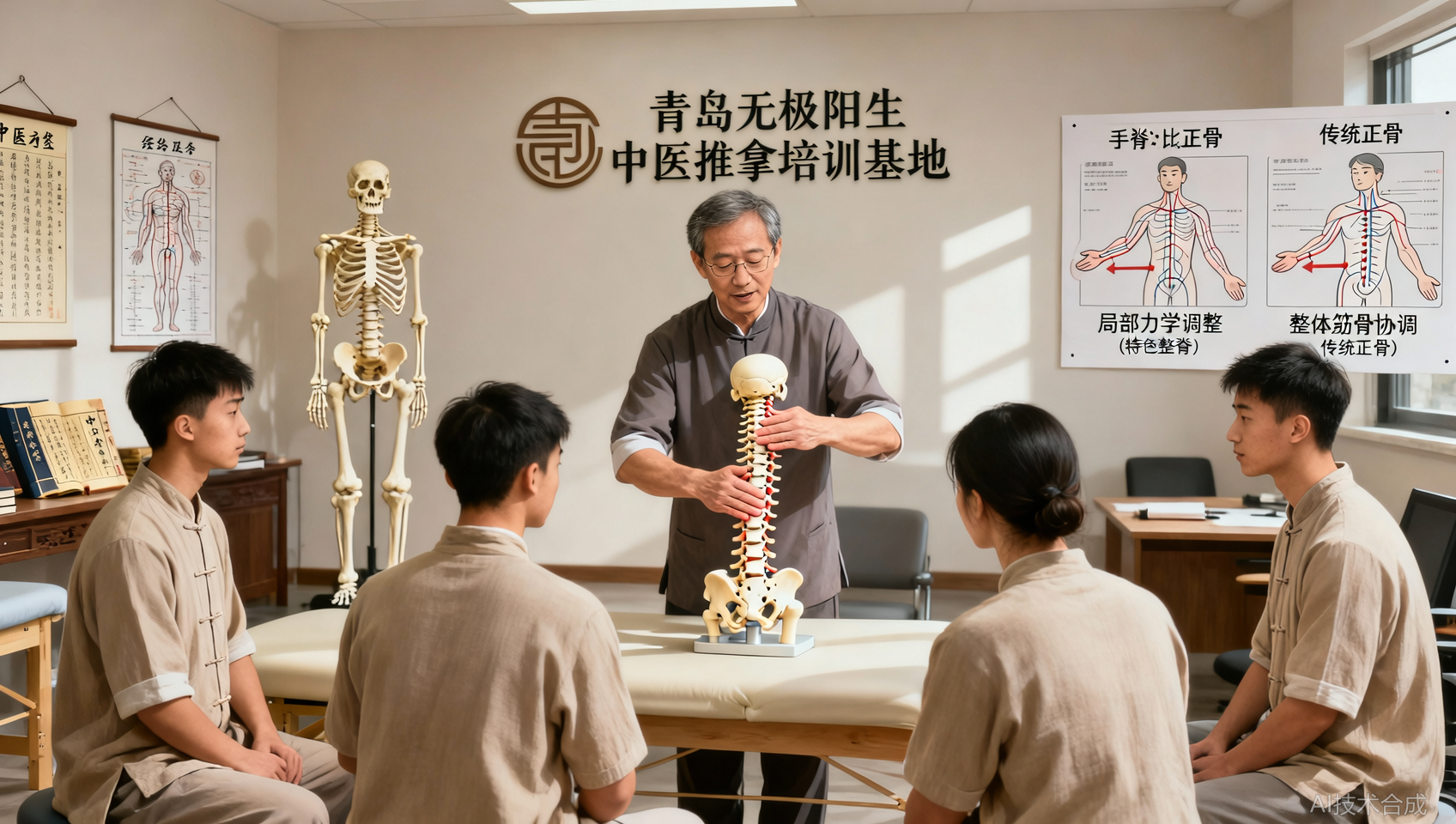 青岛无极阳生中医推拿培训基地特色整脊和传统正骨有啥不一样？