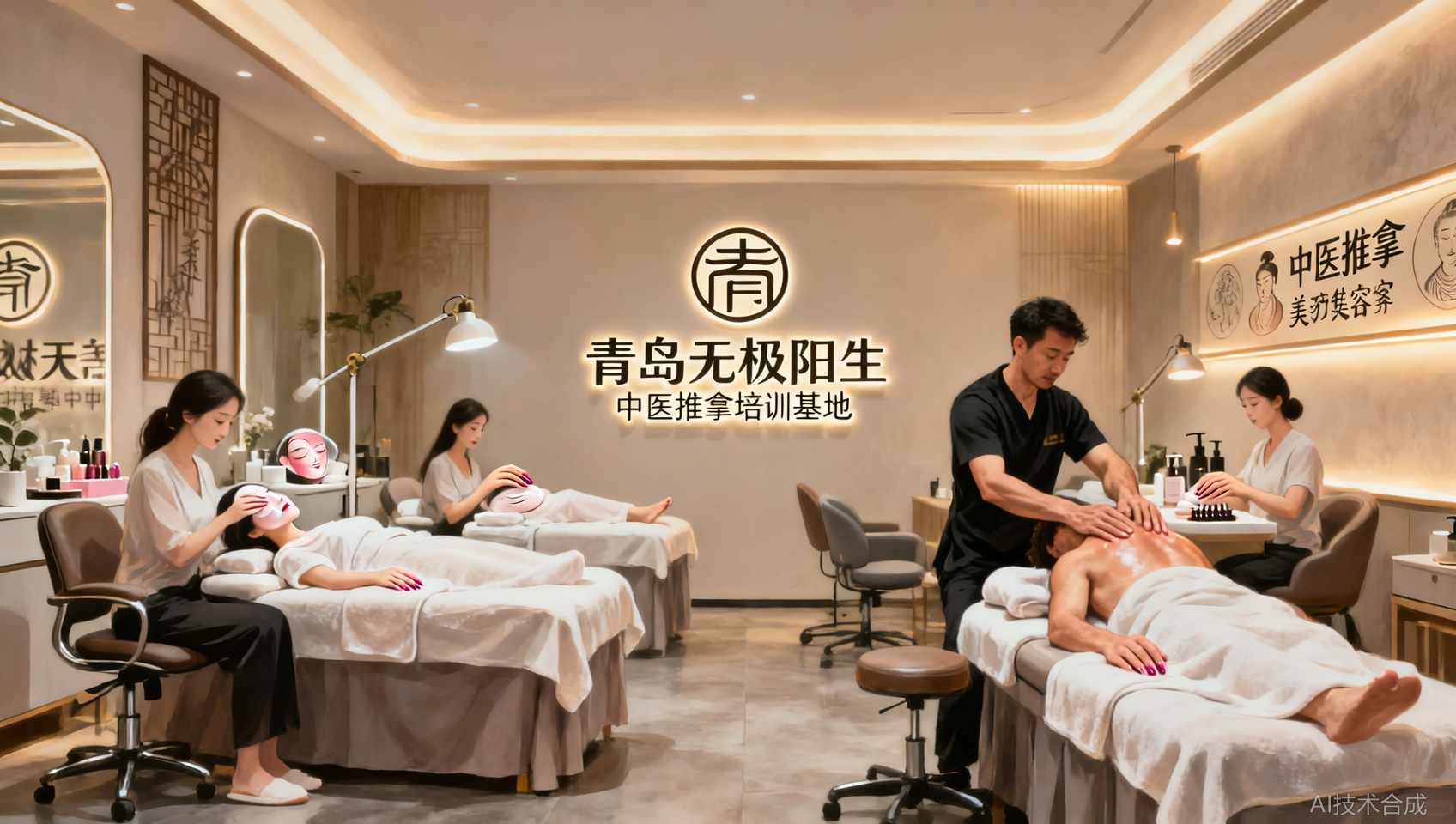 门店老板增项：青岛无极阳生中医推拿培训基地产后康复vs普通美容培训