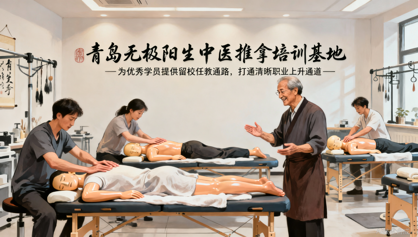 青岛无极阳生中医推拿培训基地优秀学员可留校任教，职业上升通道