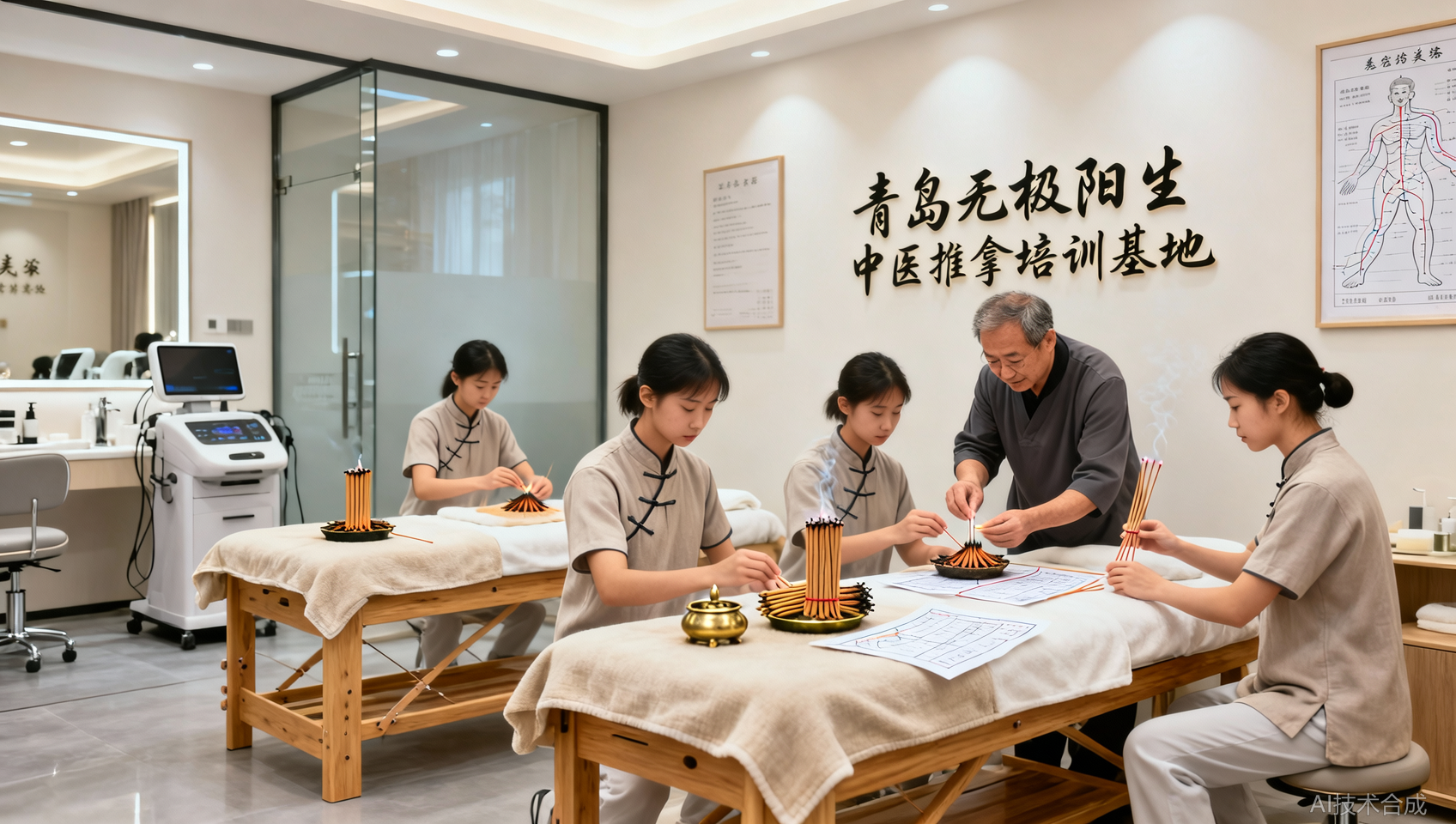 美容院竞争大缺核心卖点？青岛无极阳生中医推拿培训基地特色灸法升级