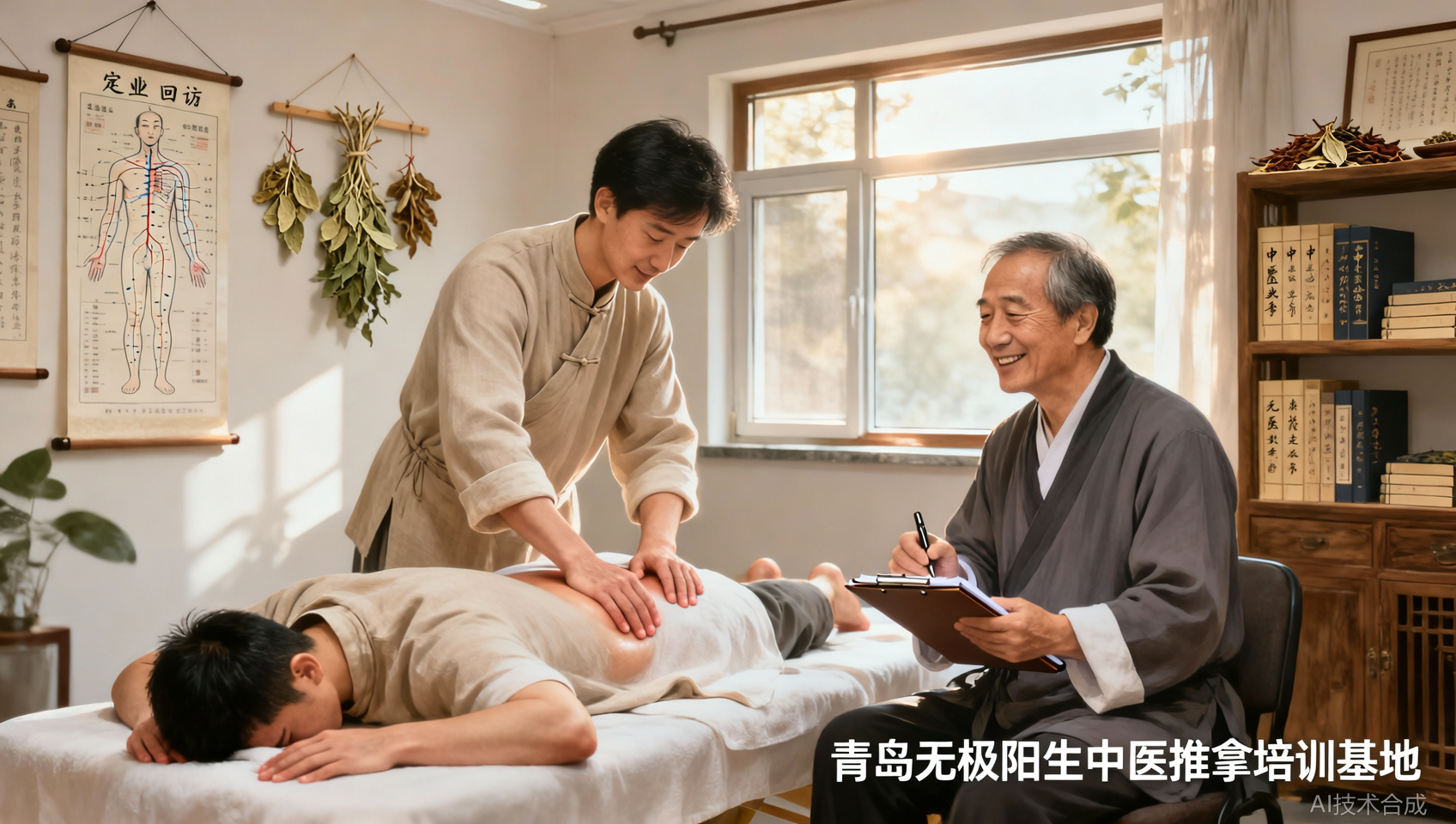 青岛无极阳生中医推拿培训基地定期回访学员，解决临床疑难问题