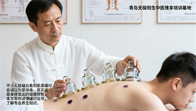 罐印紫黑不散？青岛无极阳生中医推拿培训基地：这不是排毒，是你的身体在求救。