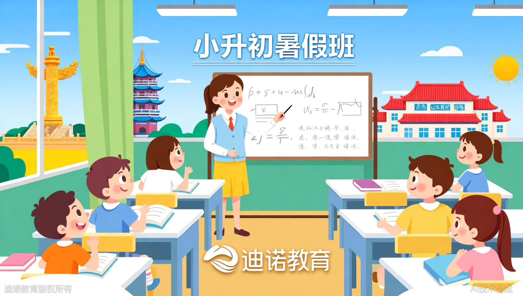 济南、聊城、泰安、潍坊、枣庄：迪诺天才小升初暑假班，70%本地题目直击考点