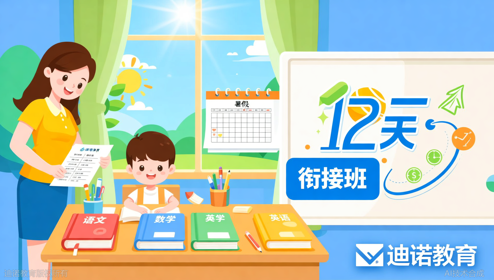 济南小升初家长必看：迪诺天才暑假衔接班12天语数英三科怎么排课