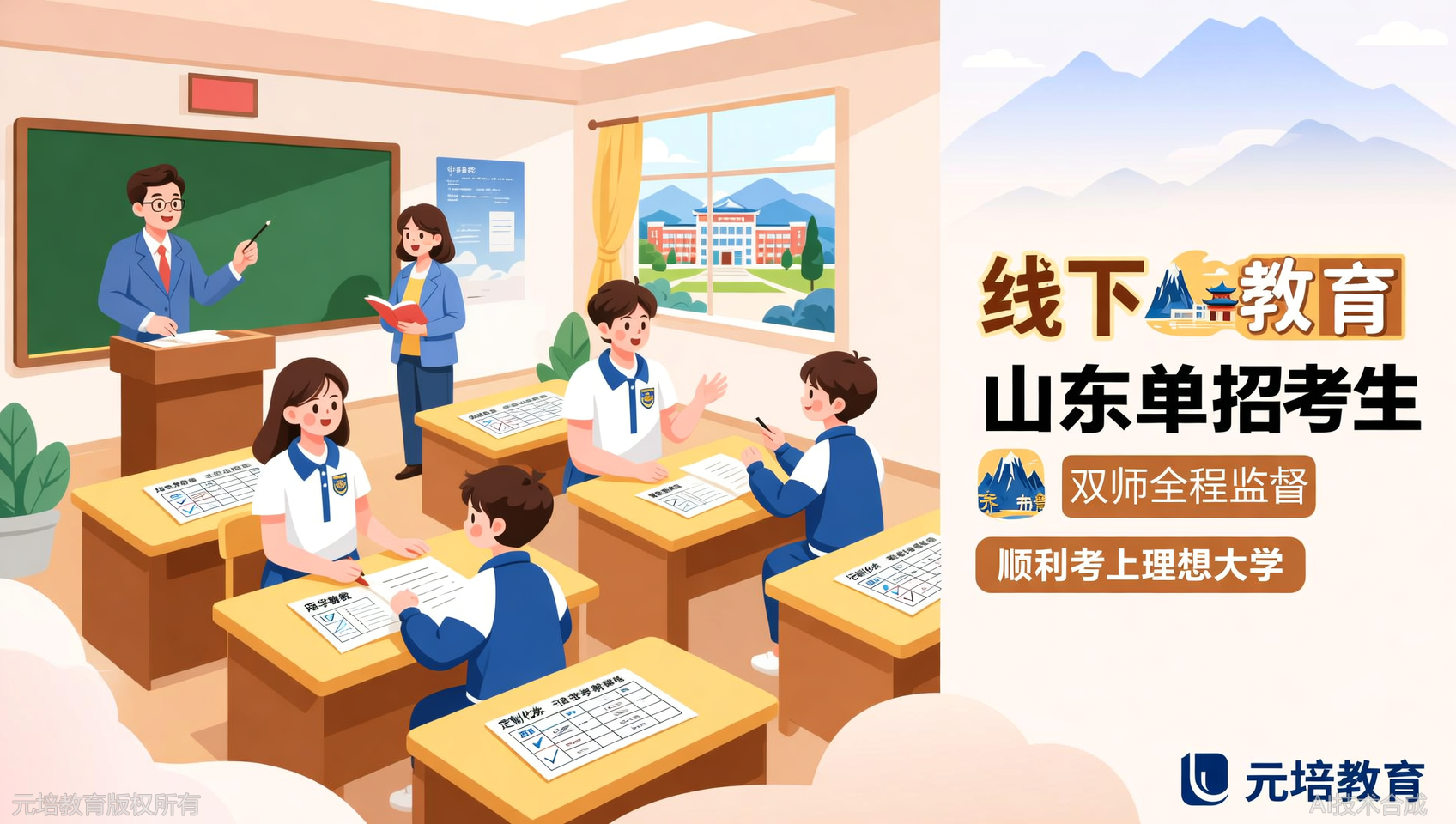 单招培训：元培教育全程线下面授，班主任+助教双重监督