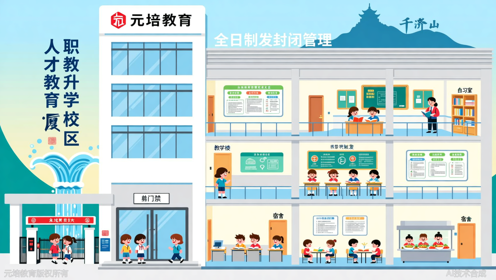 山东元培教育的校区在济南城发人才教育大厦，全日制封闭管理严格吗？
