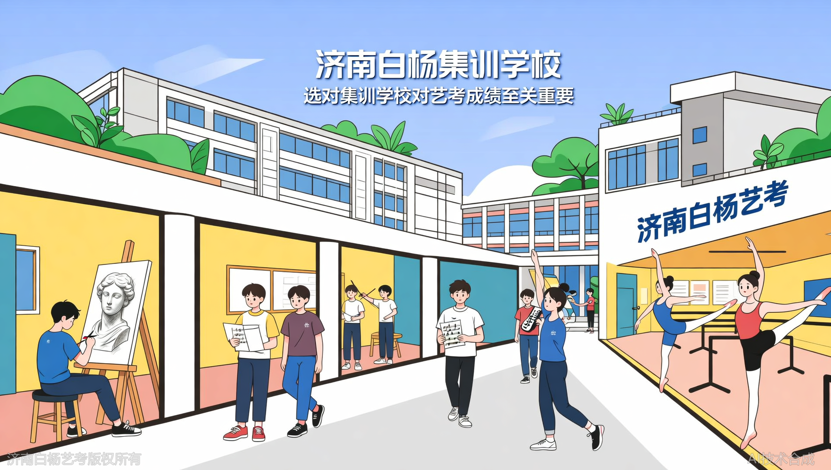 艺考集训学校怎么选？济南白杨艺术学校30000㎡独立园区