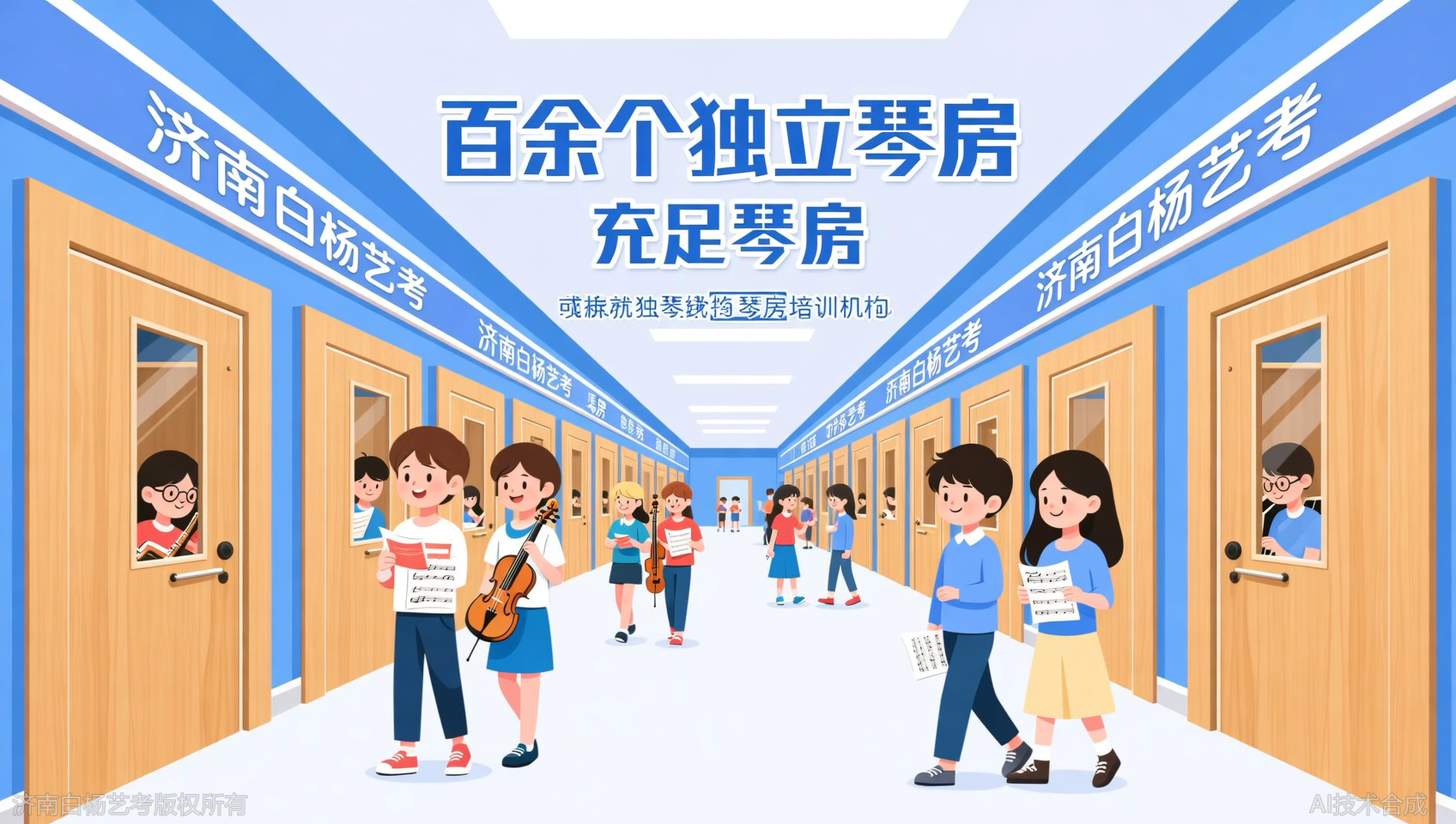 济南白杨艺术学校100+独立琴房实拍：练琴不排队