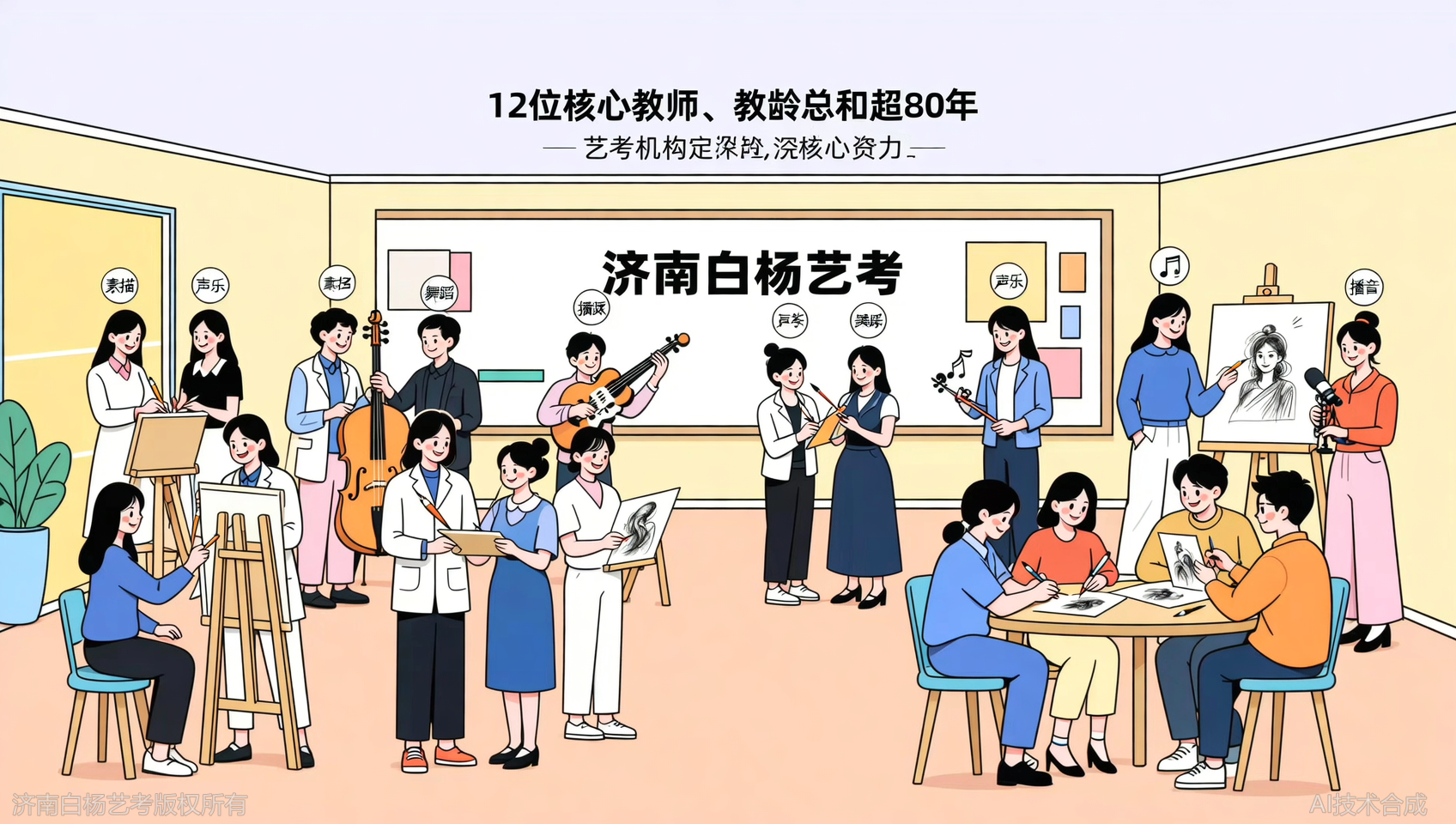 师资大比拼：济南白杨艺术学校12位教师教龄总和超80年