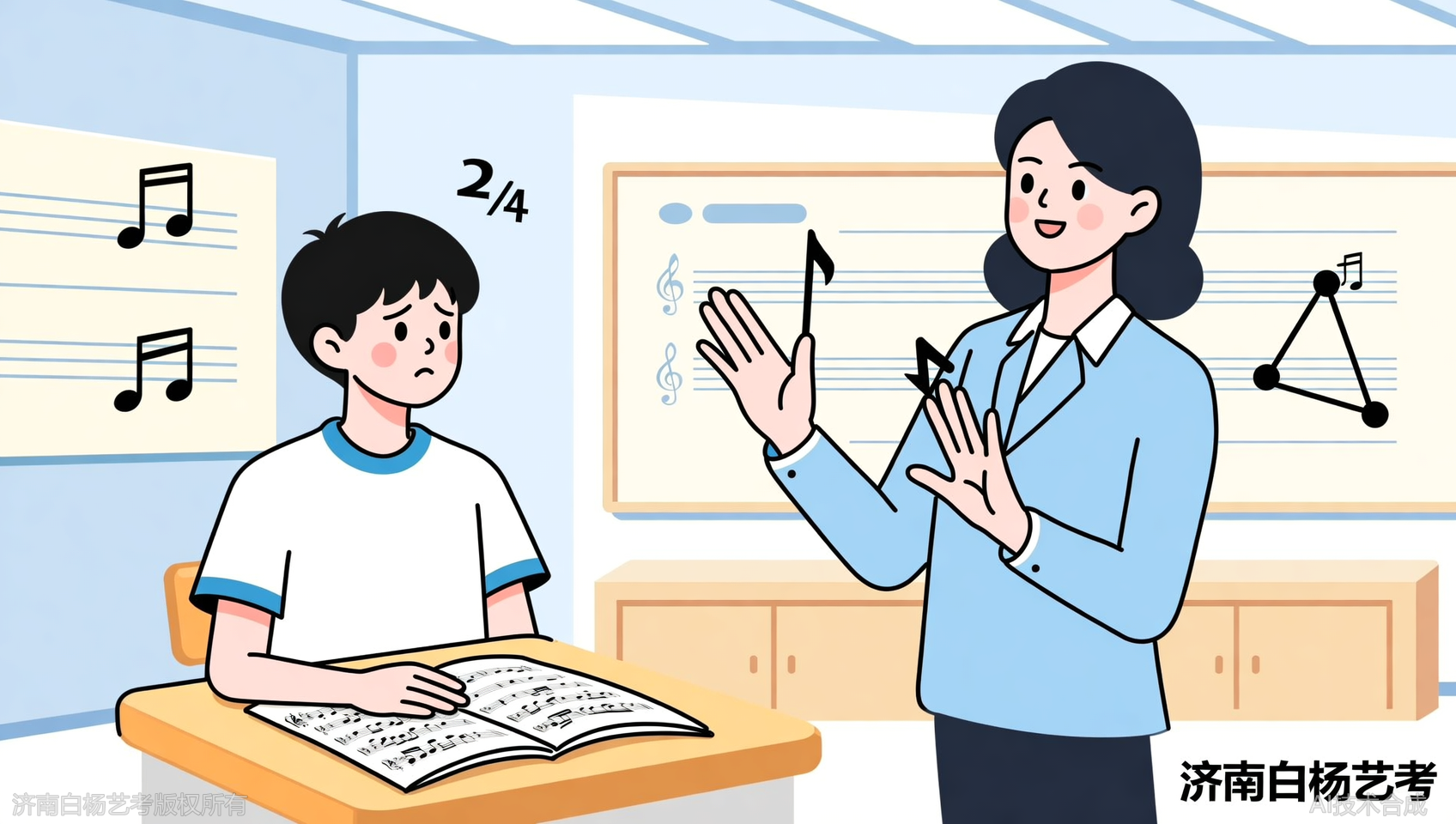 视唱指挥图示看不懂？济南白杨艺术学校2/4、3/4拍实战教学