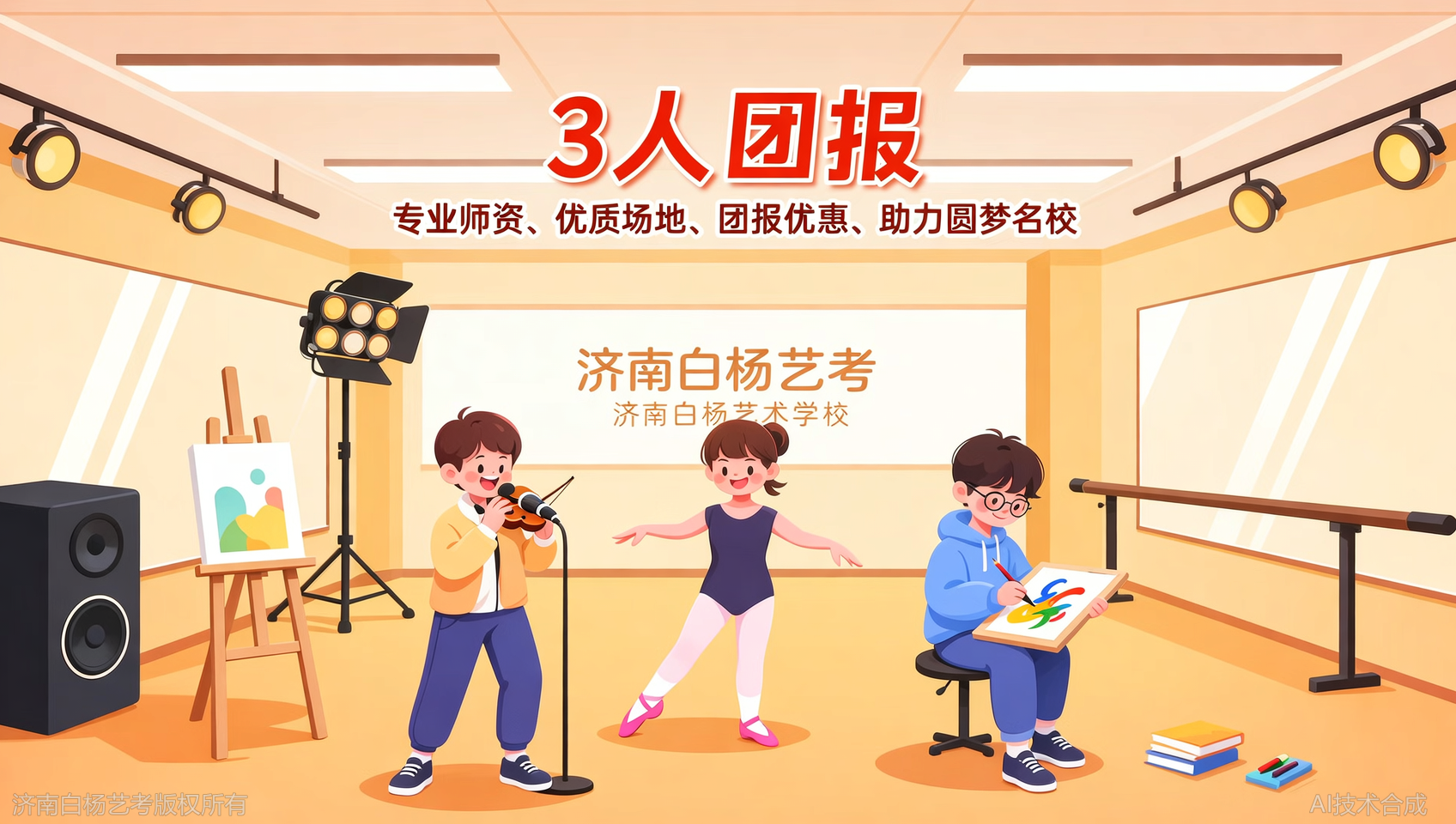 团报福利：3人同行报名济南白杨艺术学校每人减免