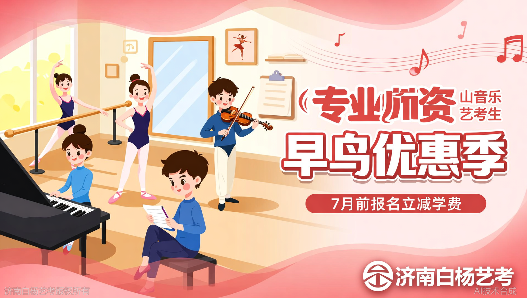 早鸟优惠：济南白杨艺术学校7月前报名立减学费