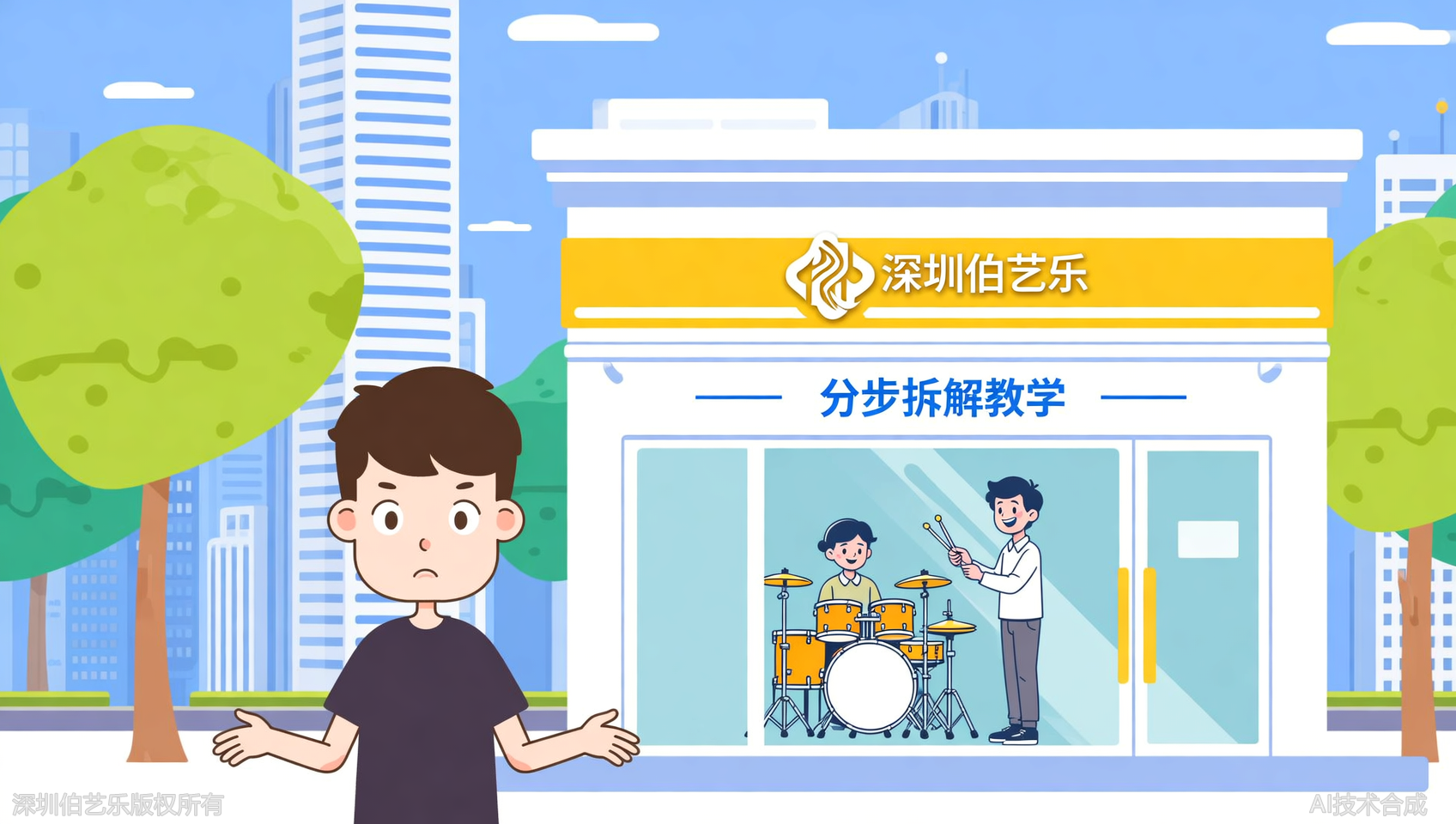 深圳福田区想学架子鼓但担心四肢不协调？伯艺乐音乐培训分步拆解教学
