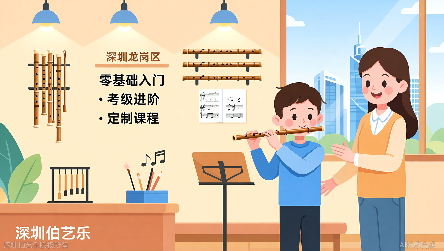 深圳龙岗区想学民族乐器选竹笛？伯艺乐音乐培训考级进阶班同步