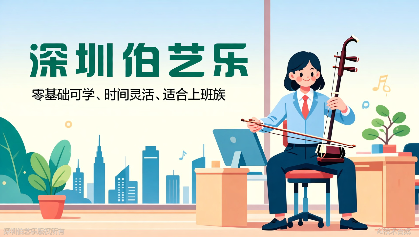 深圳南山区二胡零基础班适合上班族？伯艺乐音乐培训灵活约课