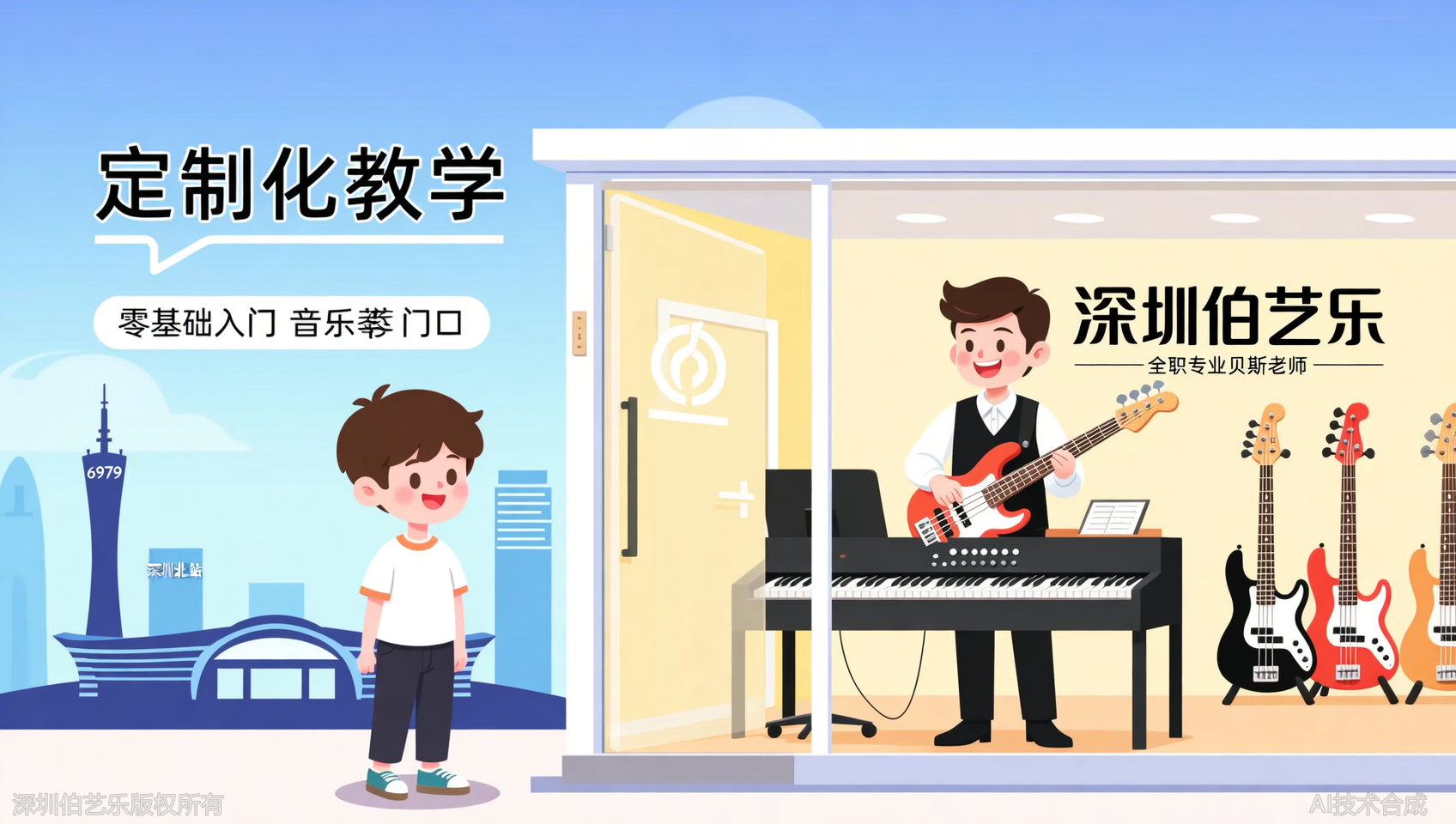 深圳龙华区贝斯低音班没人教？伯艺乐音乐培训全职贝斯老师在线