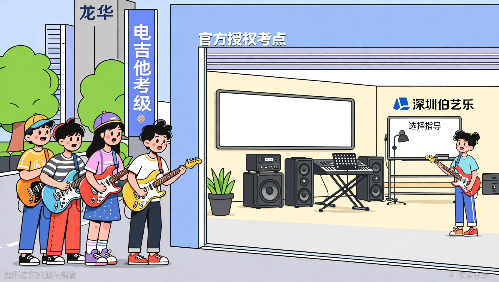 深圳龙华区电吉他考级有用吗？伯艺乐音乐培训官方授权考点+进阶班