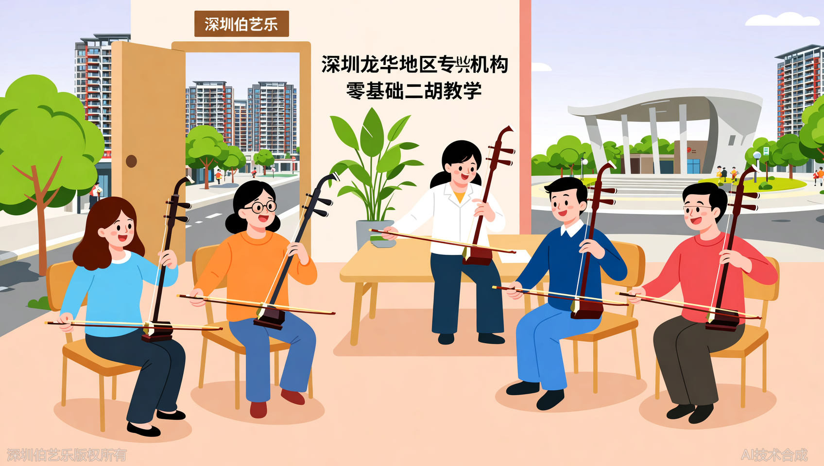 深圳龙华区成人学二胡能吗？伯艺乐音乐培训内部民乐教材第一册