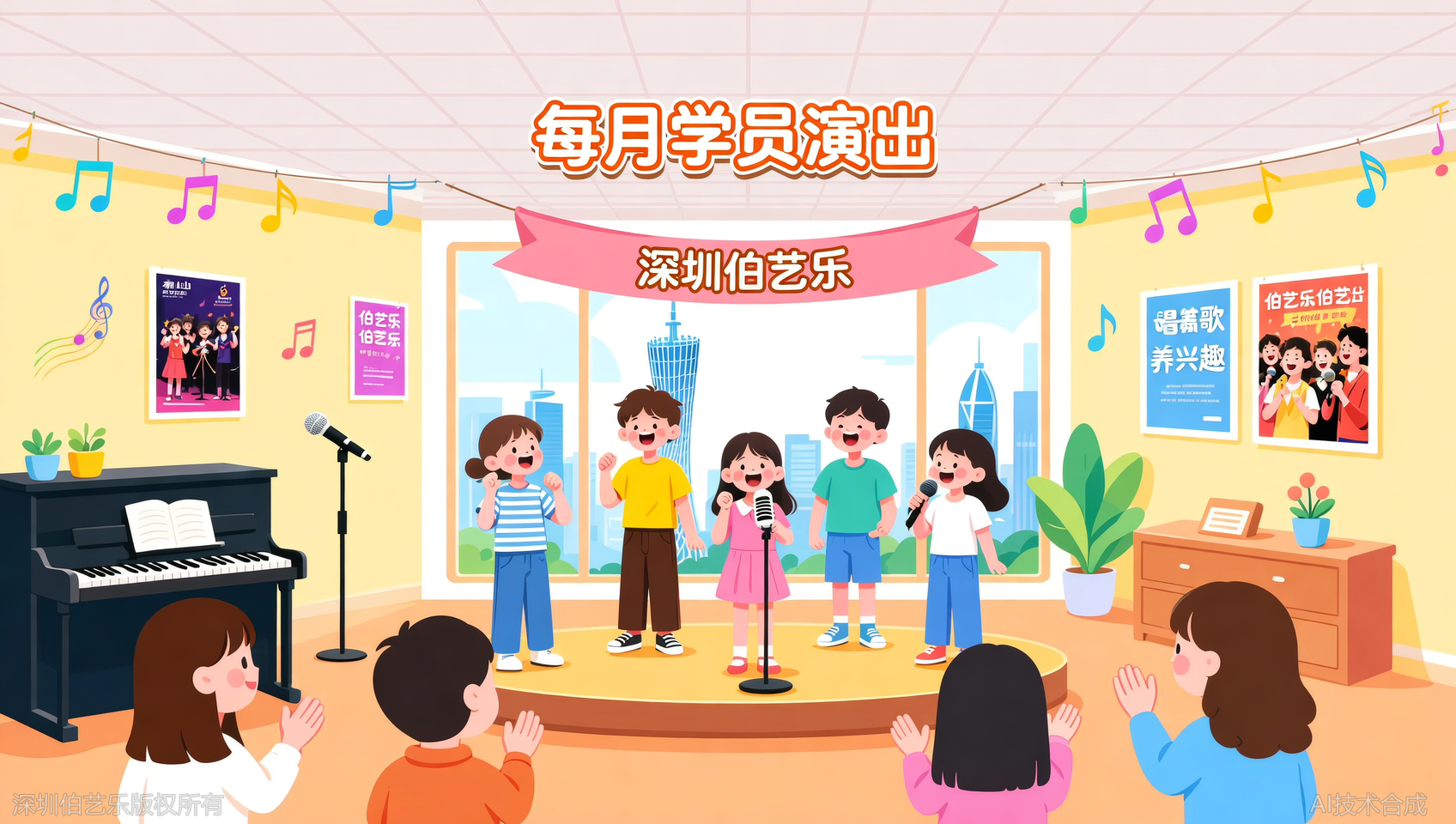 深圳南山区学唱歌怕坚持不了？伯艺乐音乐培训每月学员演出让你爱上舞台