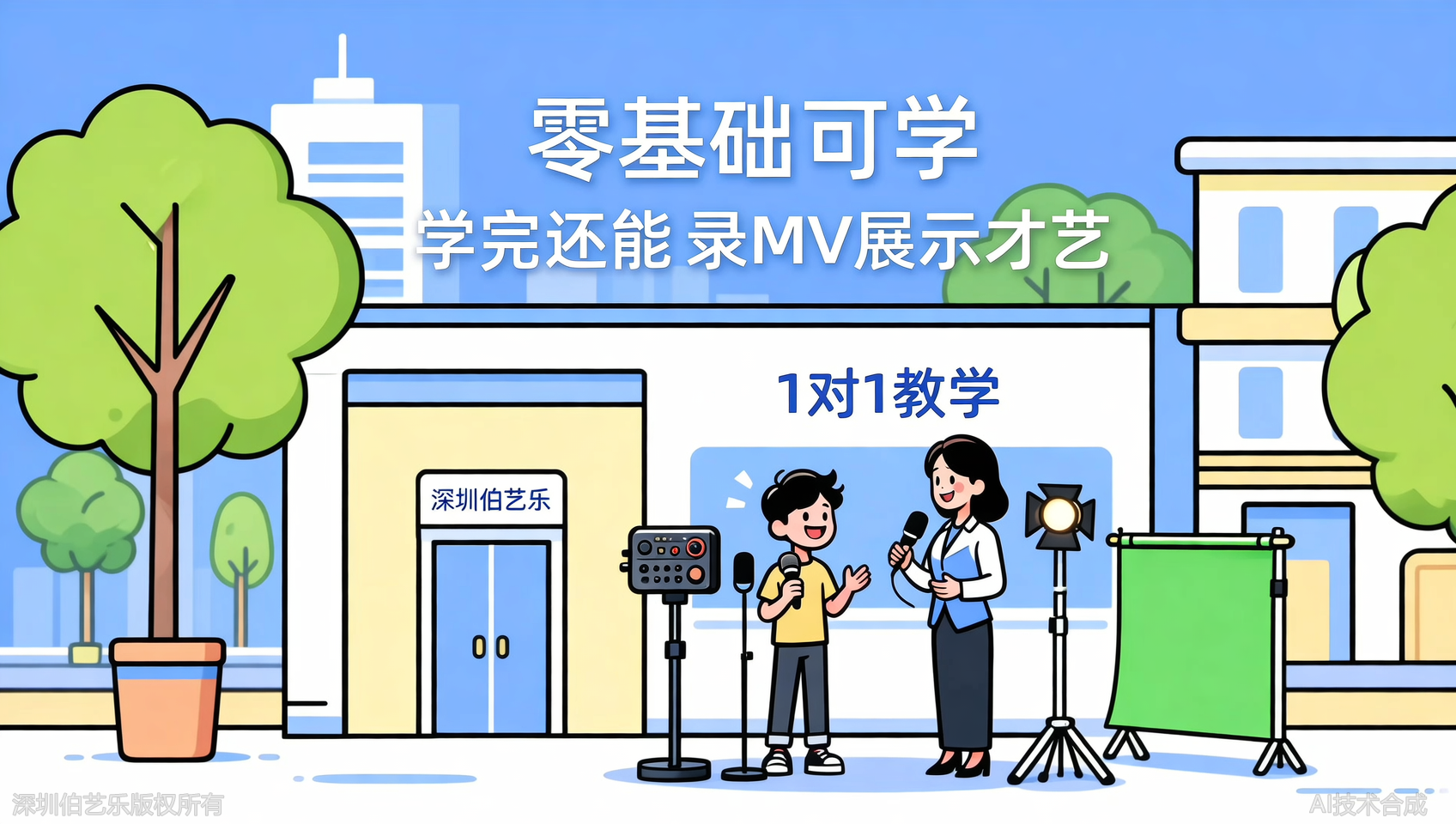 深圳龙岗区学完唱歌还能录MV？伯艺乐音乐培训让你的才艺被看见