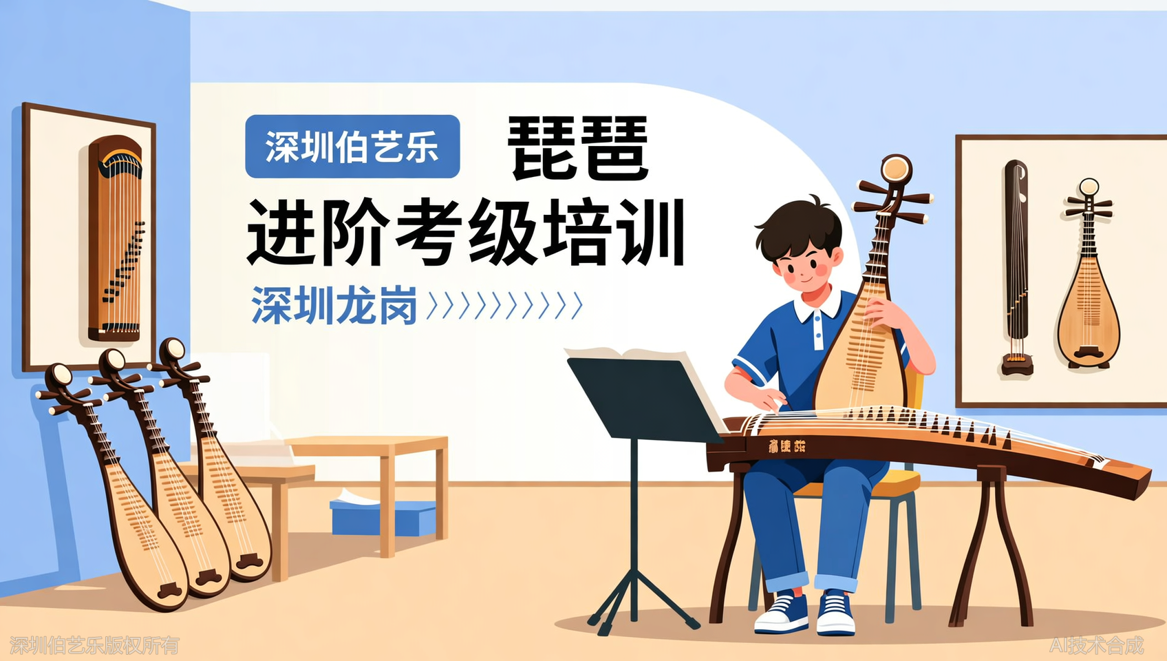 深圳龙岗区琵琶考级进阶班学什么？伯艺乐音乐培训轮指与乐曲处理