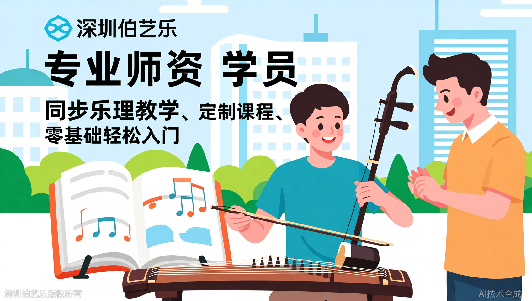 深圳福田区想学二胡但不懂简谱？伯艺乐音乐培训乐理同步教学