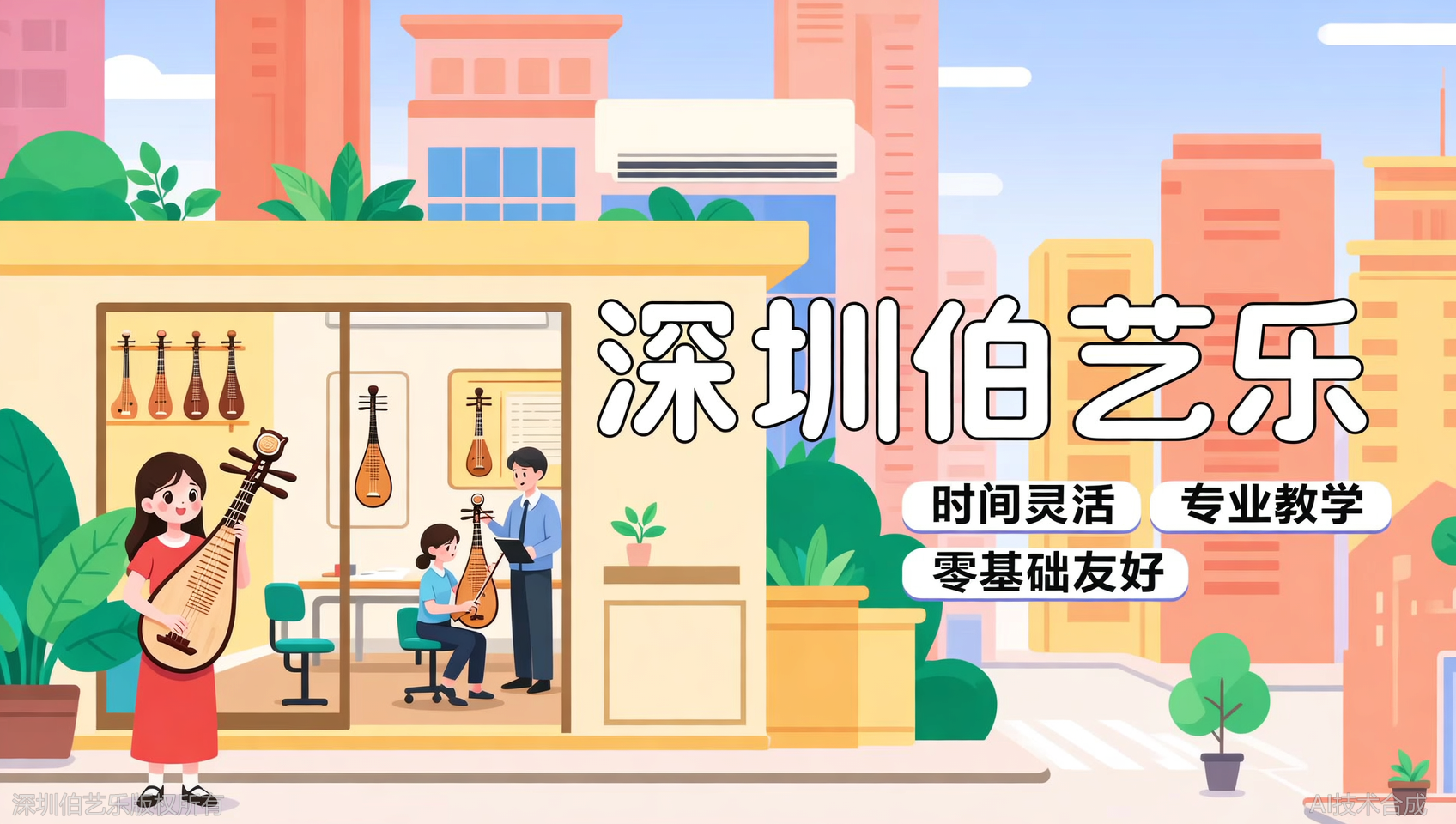深圳南山区琵琶零基础班课程安排？伯艺乐音乐培训时间自由约课
