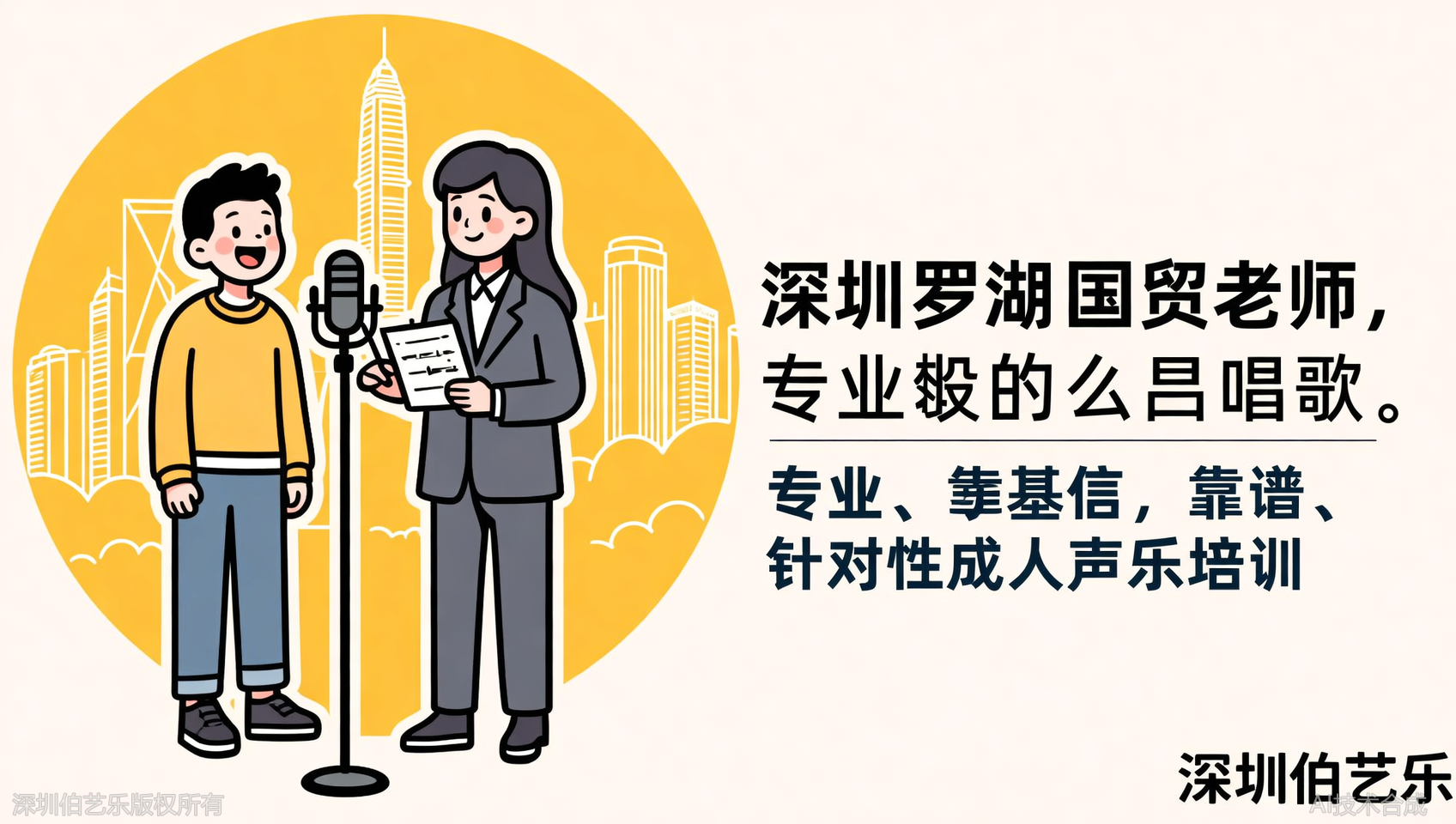 罗湖国贸附近有没有靠谱的成人声乐培训？伯艺乐音乐培训一对一私教了解一下