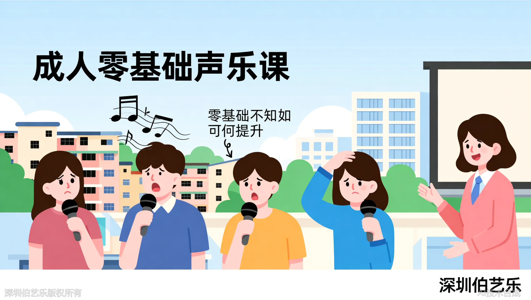 深圳龙岗区K歌总跑调怎么办？伯艺乐音乐培训成人零基础声乐课来了