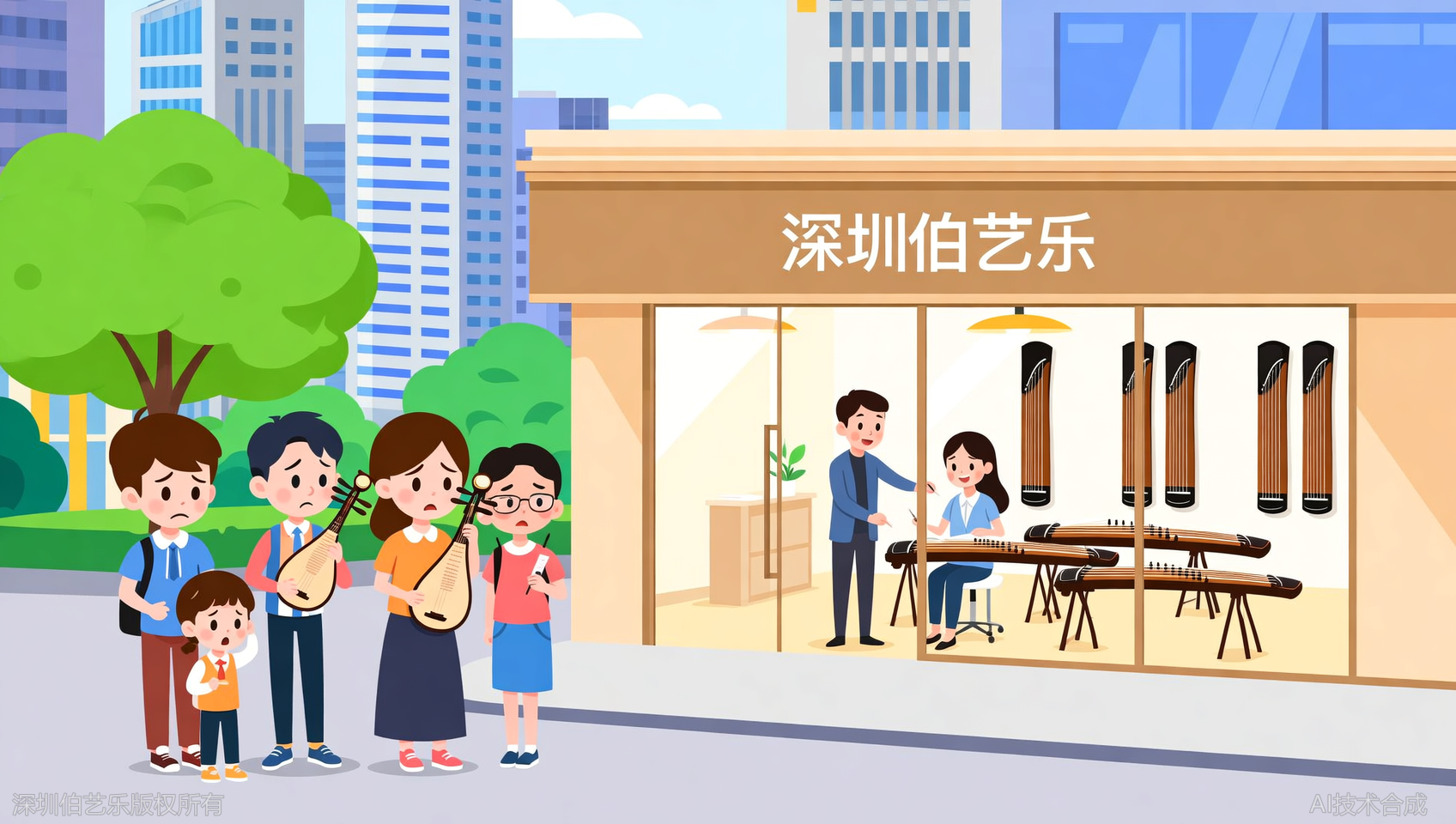 深圳南山区学古筝要买琴吗？伯艺乐音乐培训教室免费练习+租琴服务