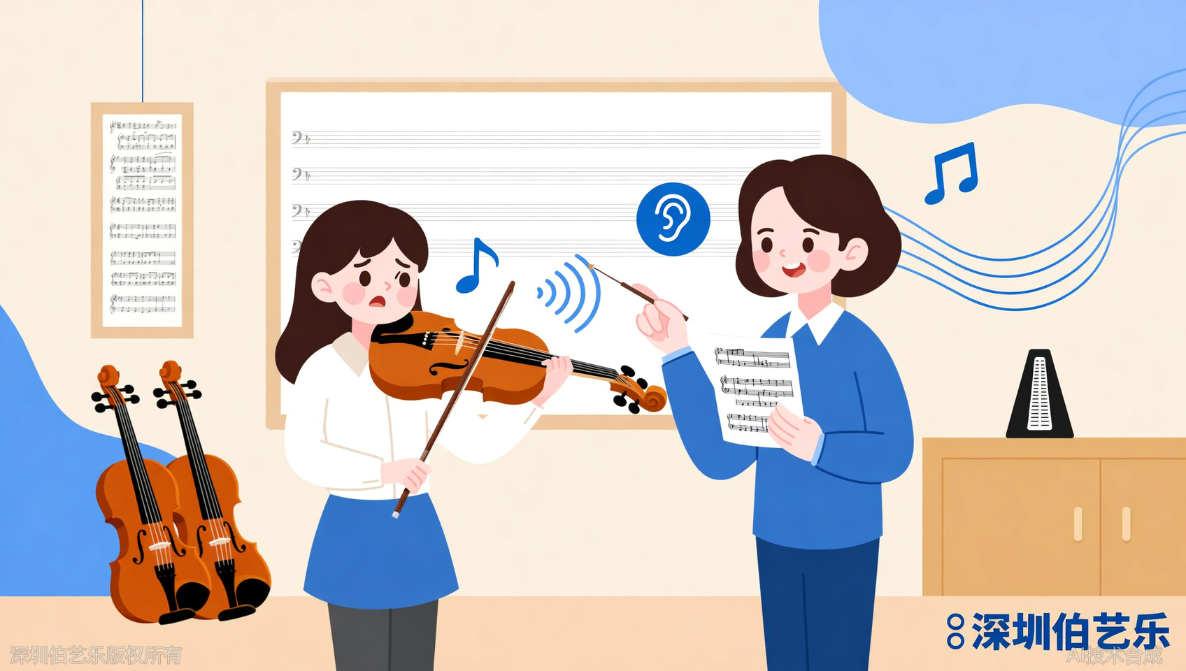 深圳福田区想学小提琴但怕音准？伯艺乐音乐培训视唱练耳同步教学