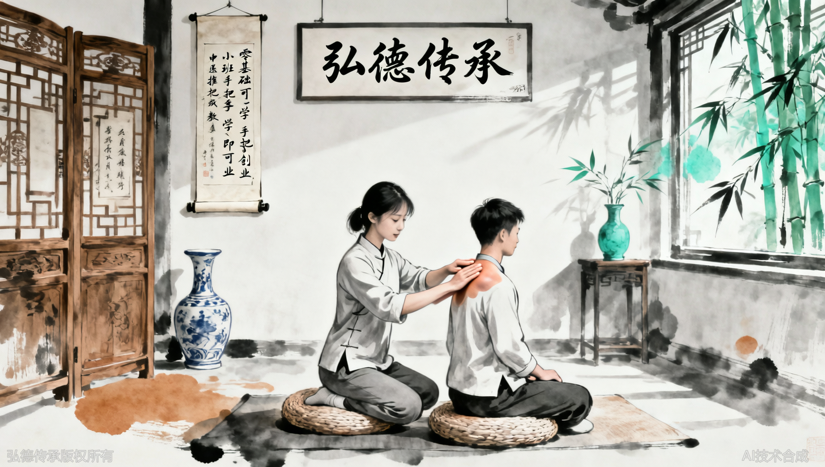 推荐姐妹报名弘德中医学堂推拿班，她学完就开养生馆