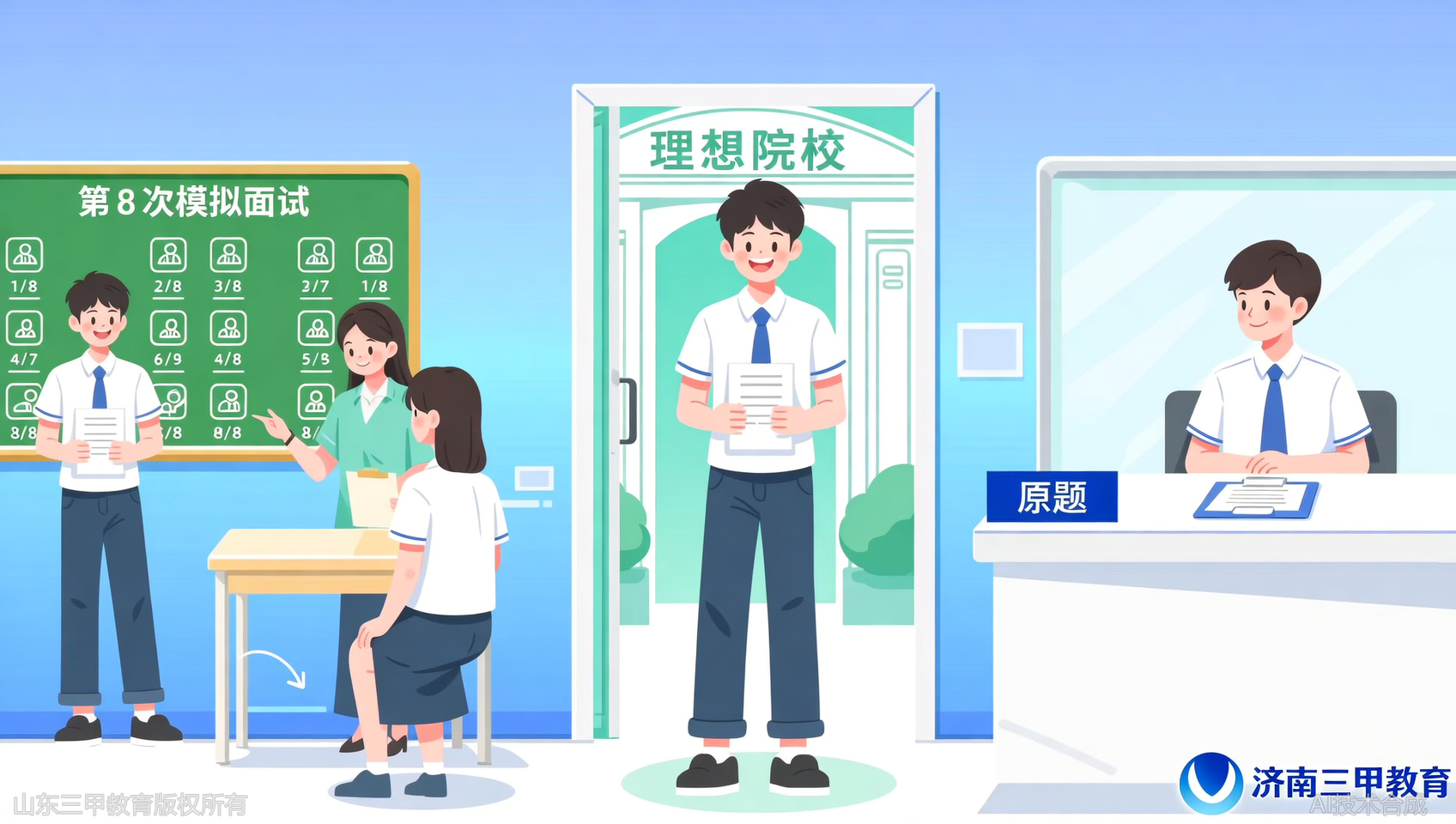三甲教育毕业学员：面试模拟考练了8次，考场遇到原题