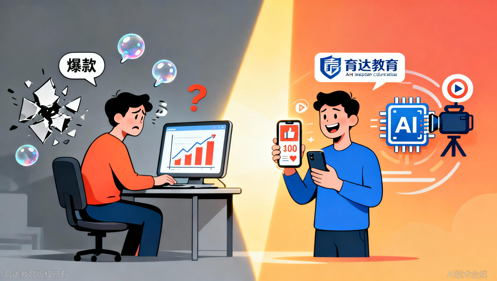短视频没流量？育达教育AI智能+实拍剪辑，爆款轻松复制